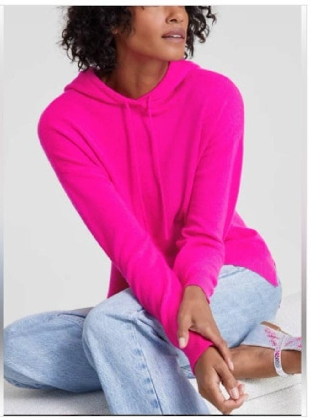 Charter Club Luxury 100% Cashmere Hot Pink Hoodie Size Medium